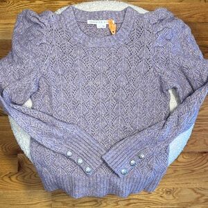 Veronica Beard Lavender Knit puff sleeve Sweater size small